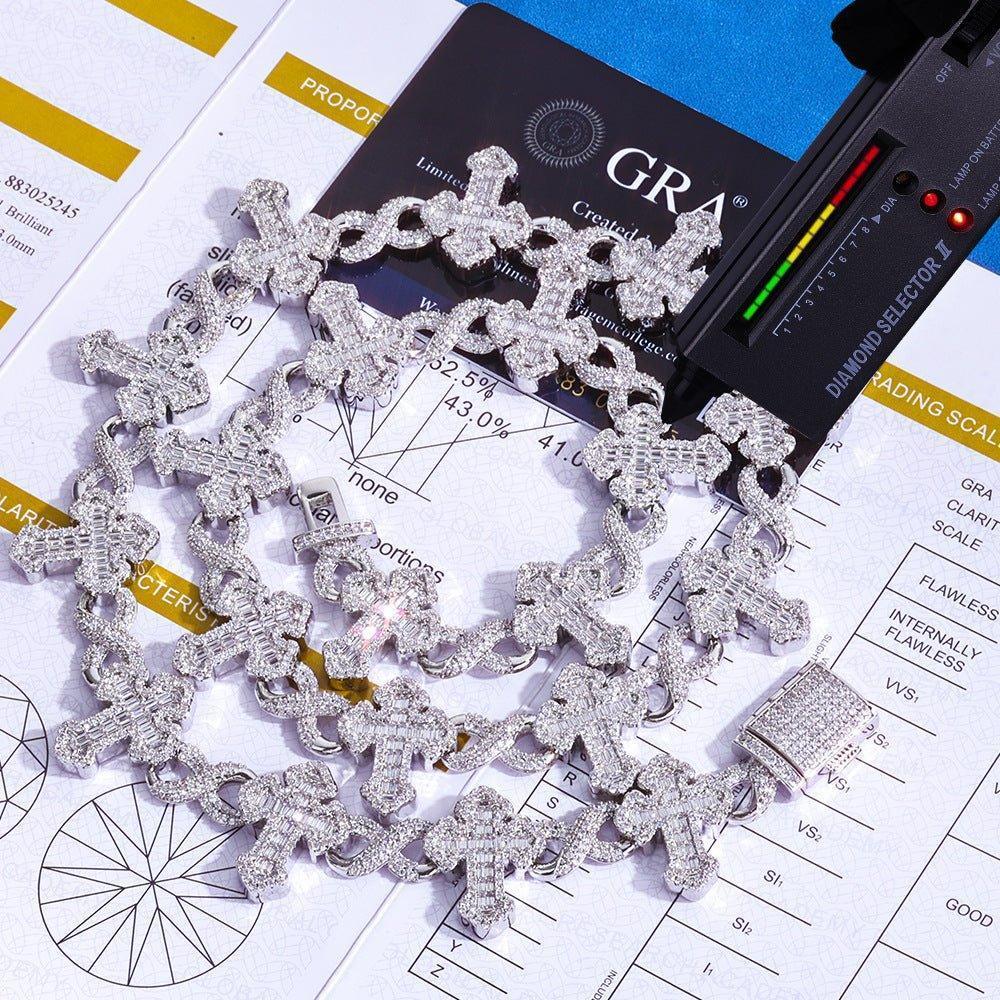 15mm 925 Silver Moissanite Cross Necklace for Men – Customizable Luxury Jewelry - CaratixJewelry